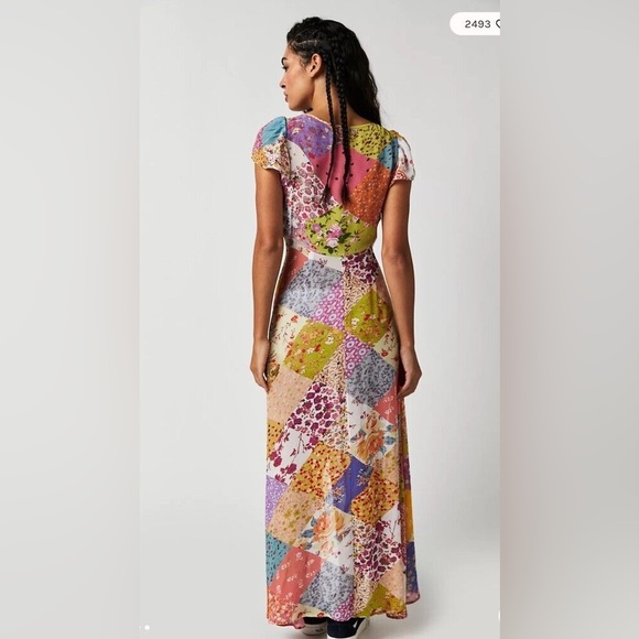 Free People Dixie Vintage Patchwork Buttonfront Colorful Maxi Dress - Picture 2 of 3